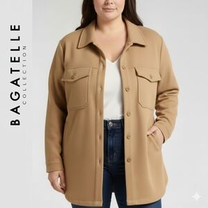 Bagatelle Collection Camel Long Sleeve Button Down Jacket Shacket Sz L